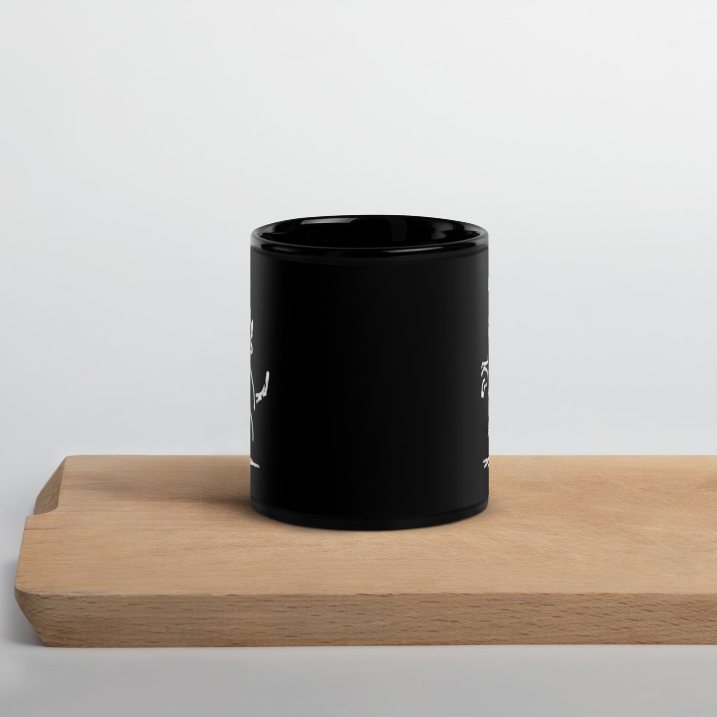 "Happy Dog" Black Glossy Mug