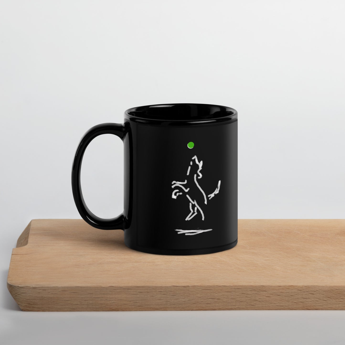 "Happy Dog" Black Glossy Mug