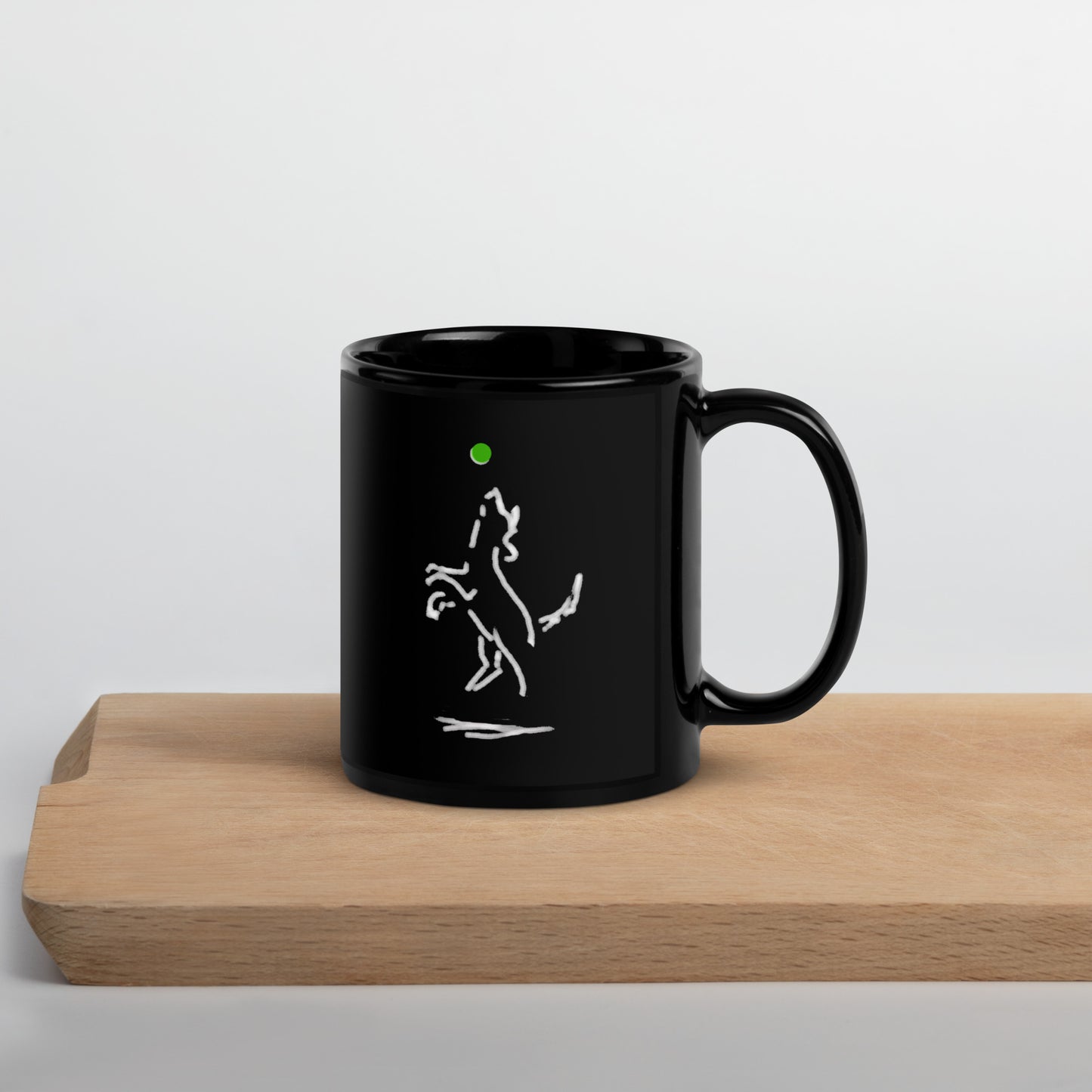 "Happy Dog" Black Glossy Mug