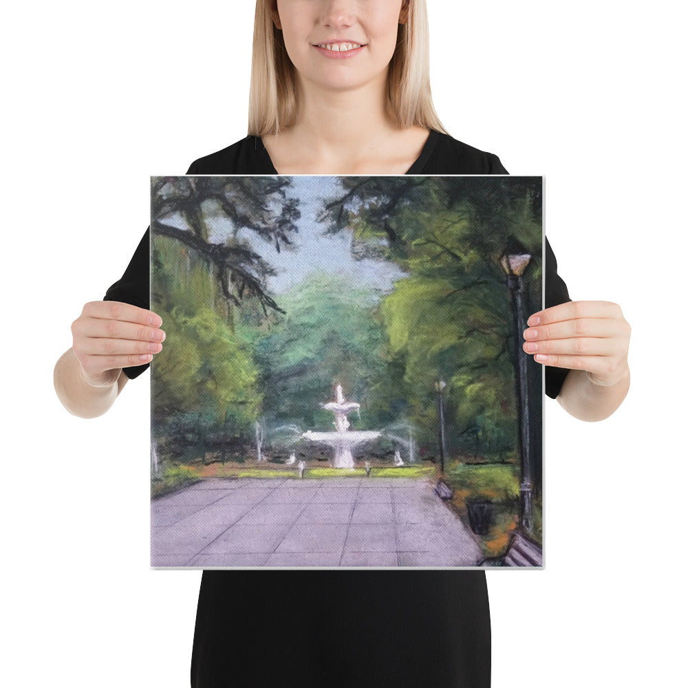 "Forsyth Fountain Southern Approach" Canvas Art Print
