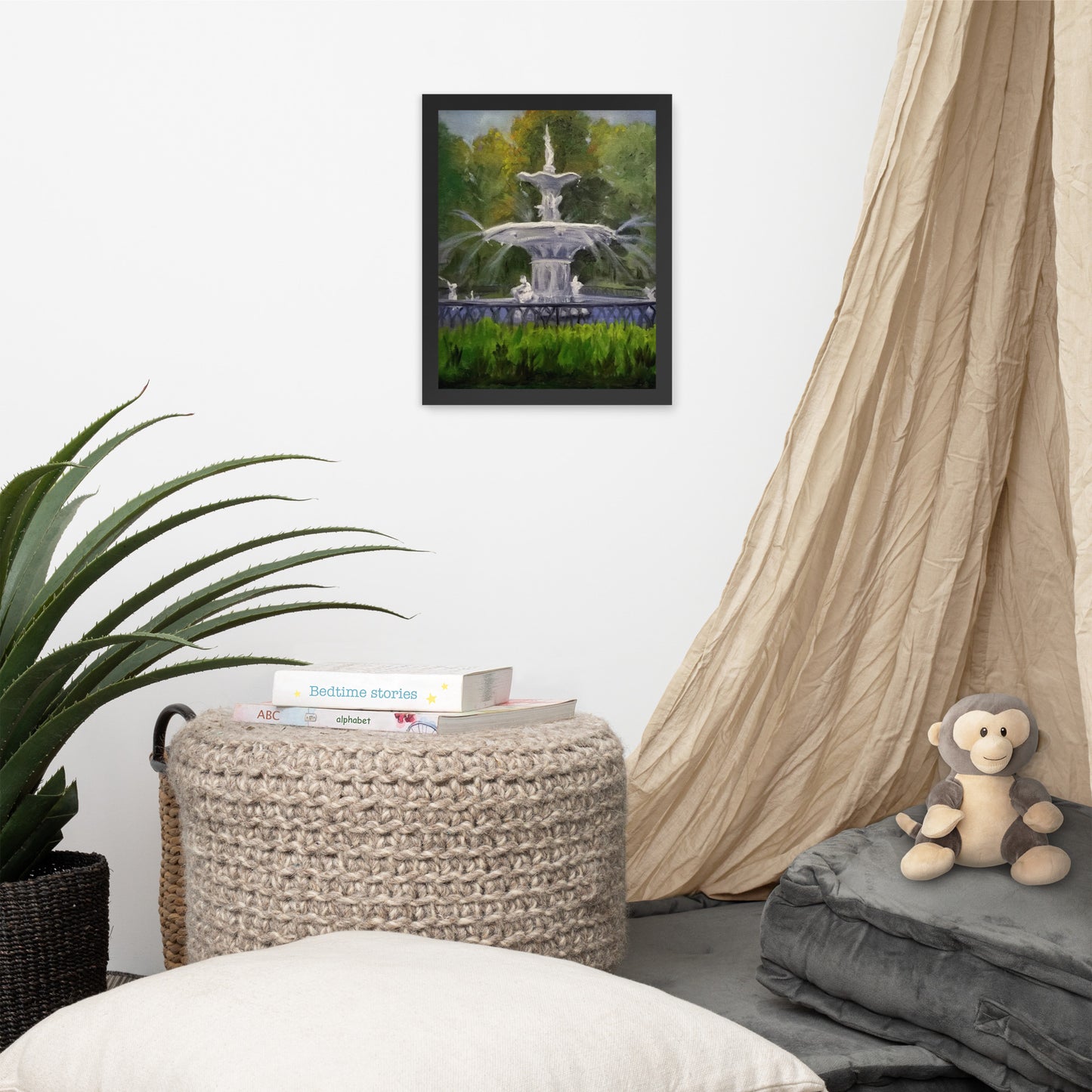"Forsyth Fountain Plein Air #6" Framed Poster Art Print