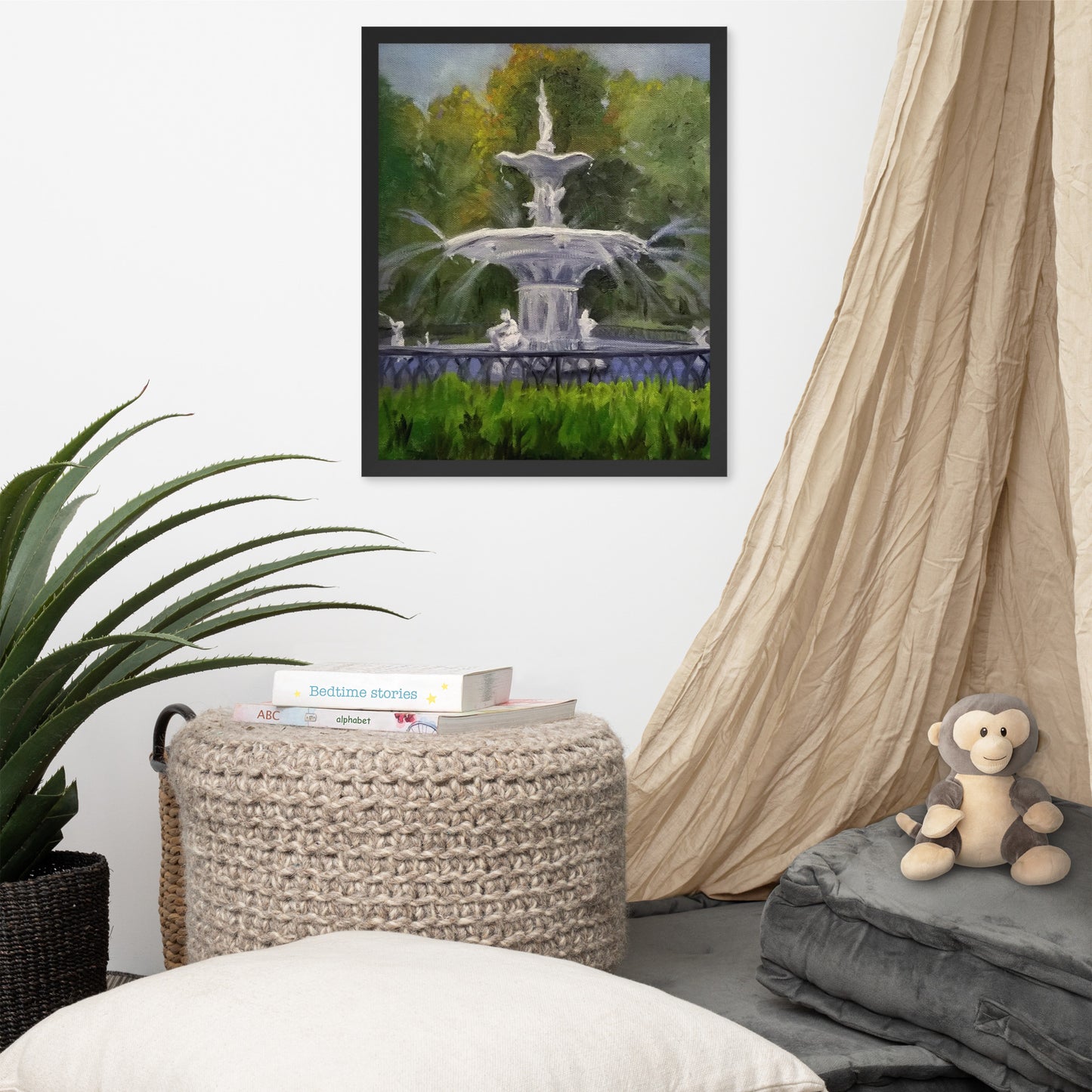 "Forsyth Fountain Plein Air #6" Framed Poster Art Print