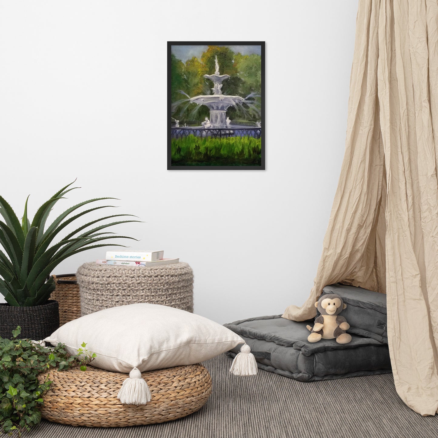 "Forsyth Fountain Plein Air #6" Framed Poster Art Print