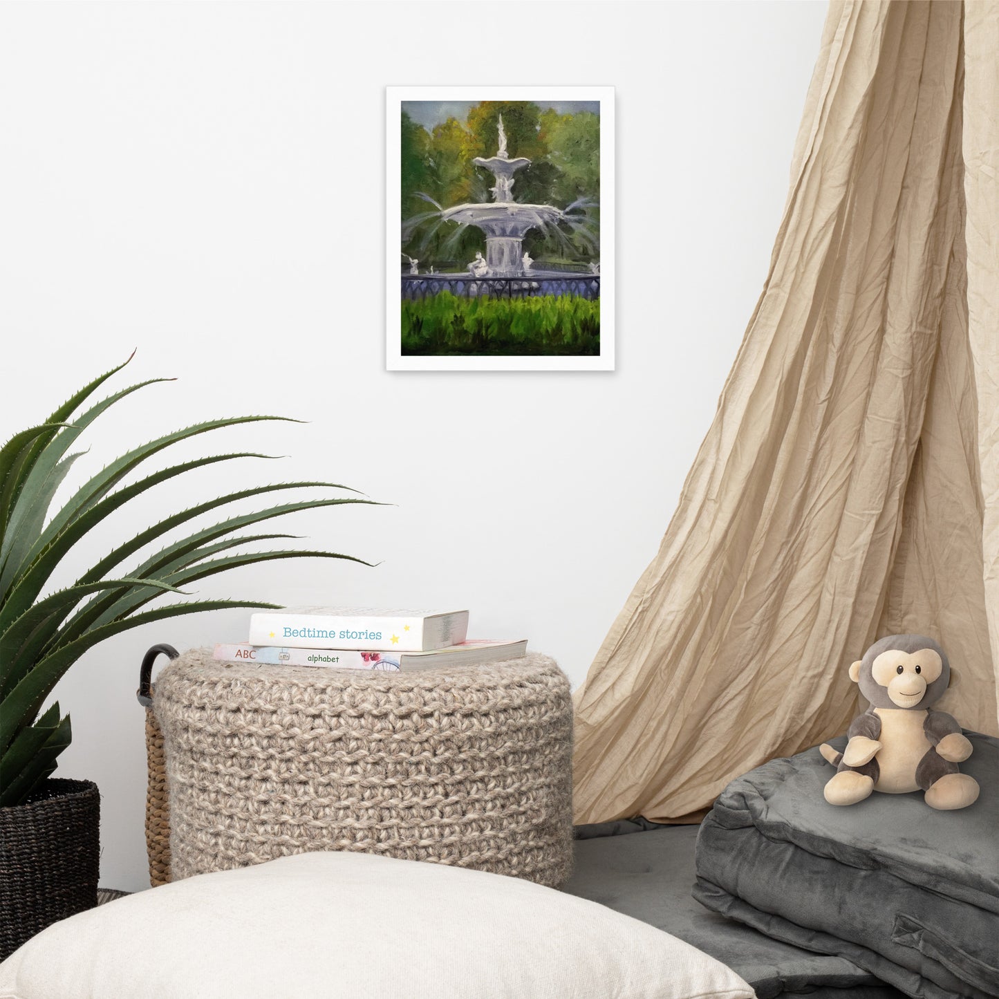 "Forsyth Fountain Plein Air #6" Framed Poster Art Print