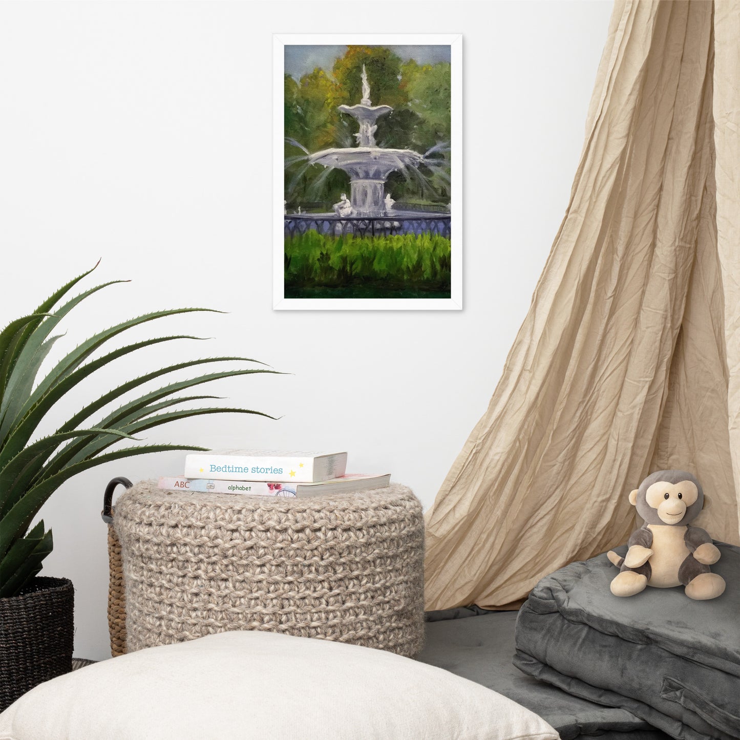 "Forsyth Fountain Plein Air #6" Framed Poster Art Print