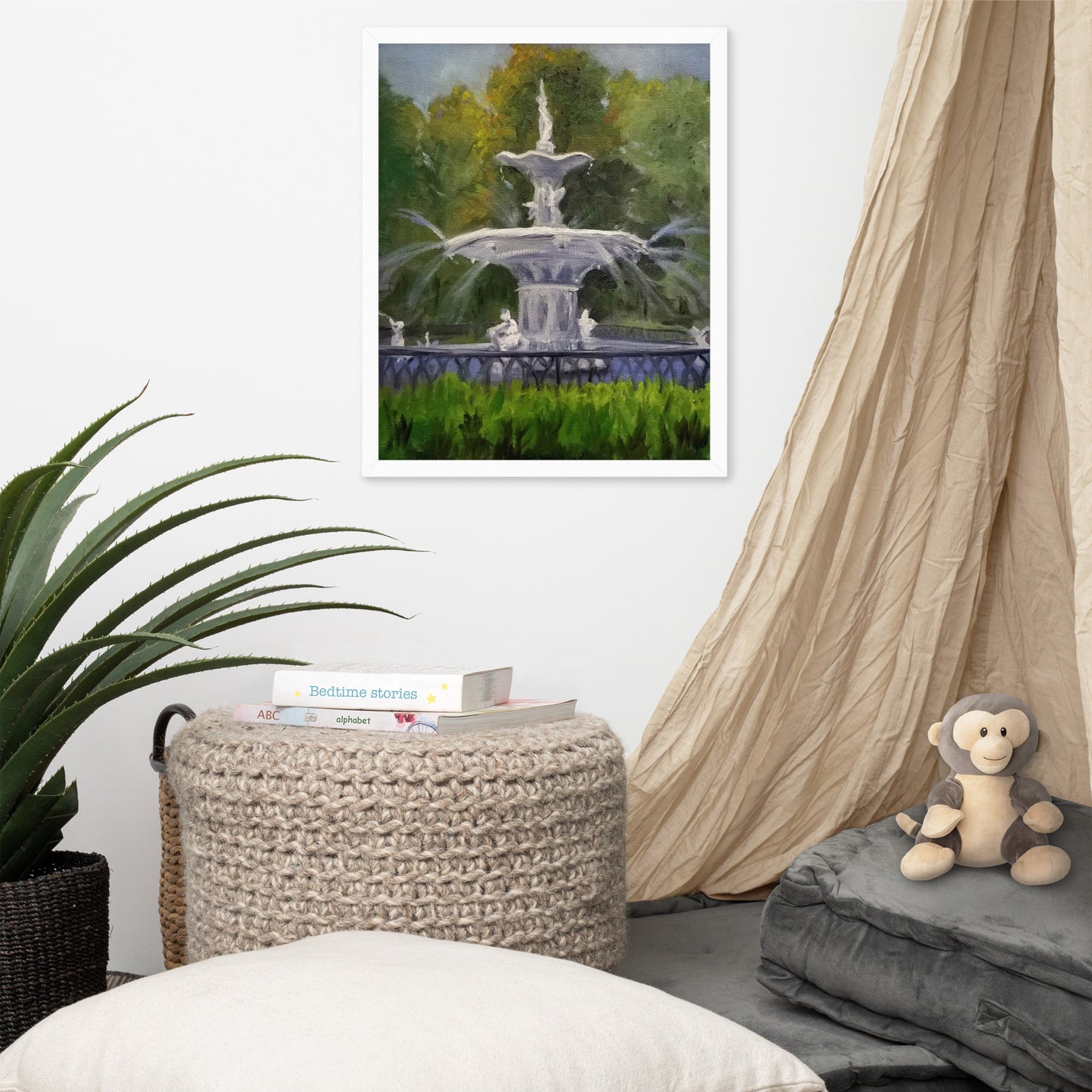 "Forsyth Fountain Plein Air #6" Framed Poster Art Print