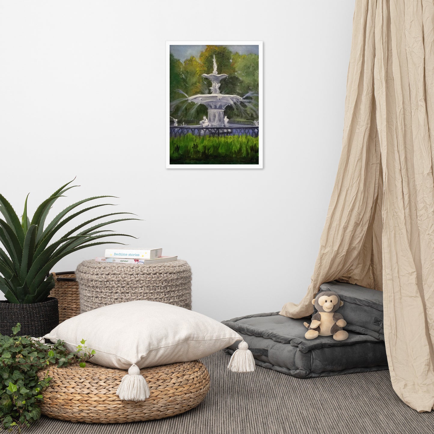 "Forsyth Fountain Plein Air #6" Framed Poster Art Print