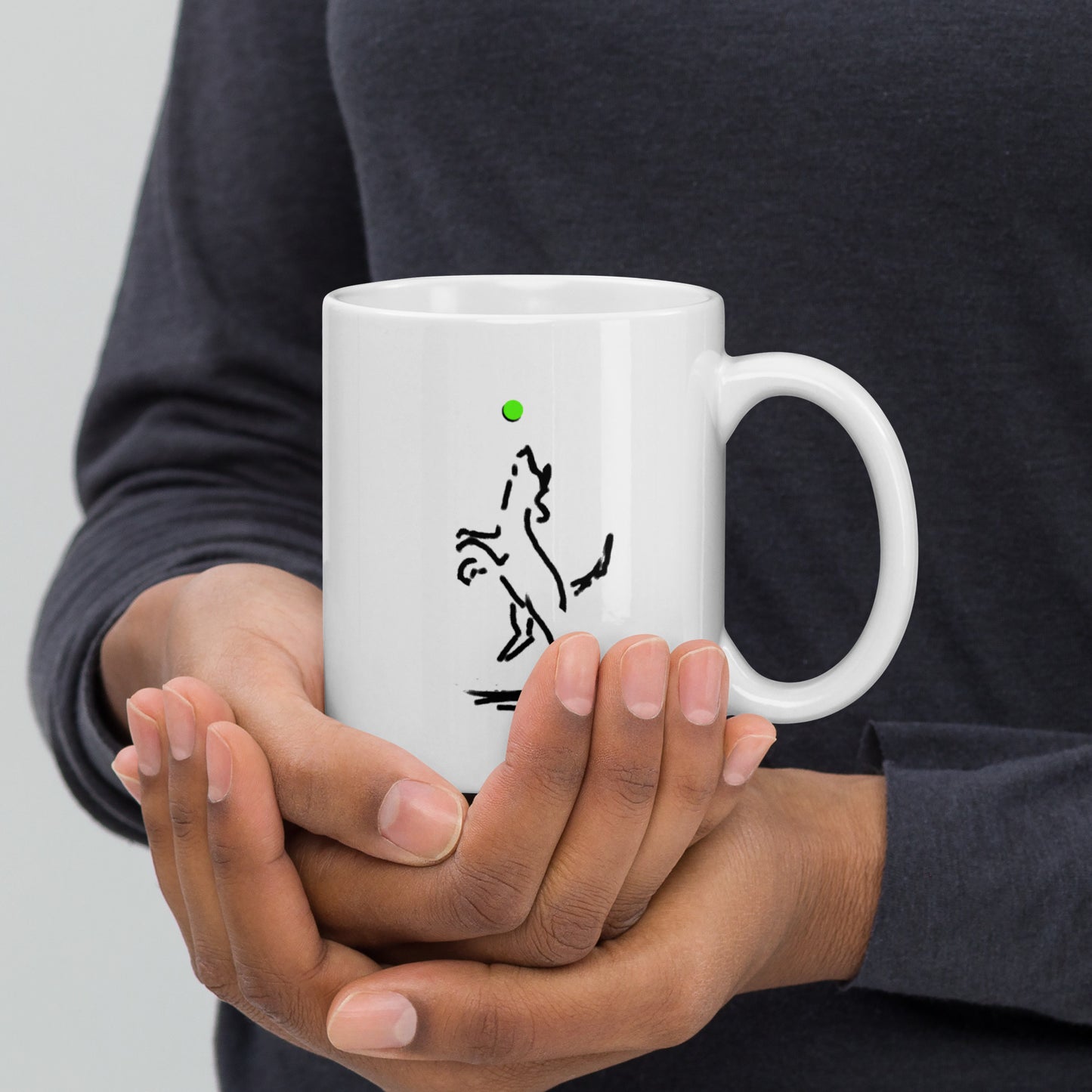 "Happy Dog" White glossy mug