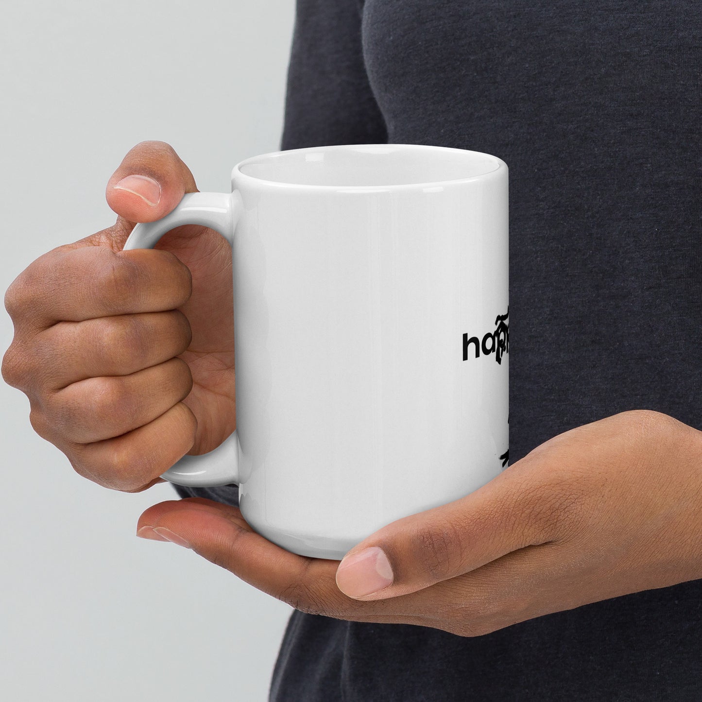 "Happy Dog" White glossy mug (with logo text)