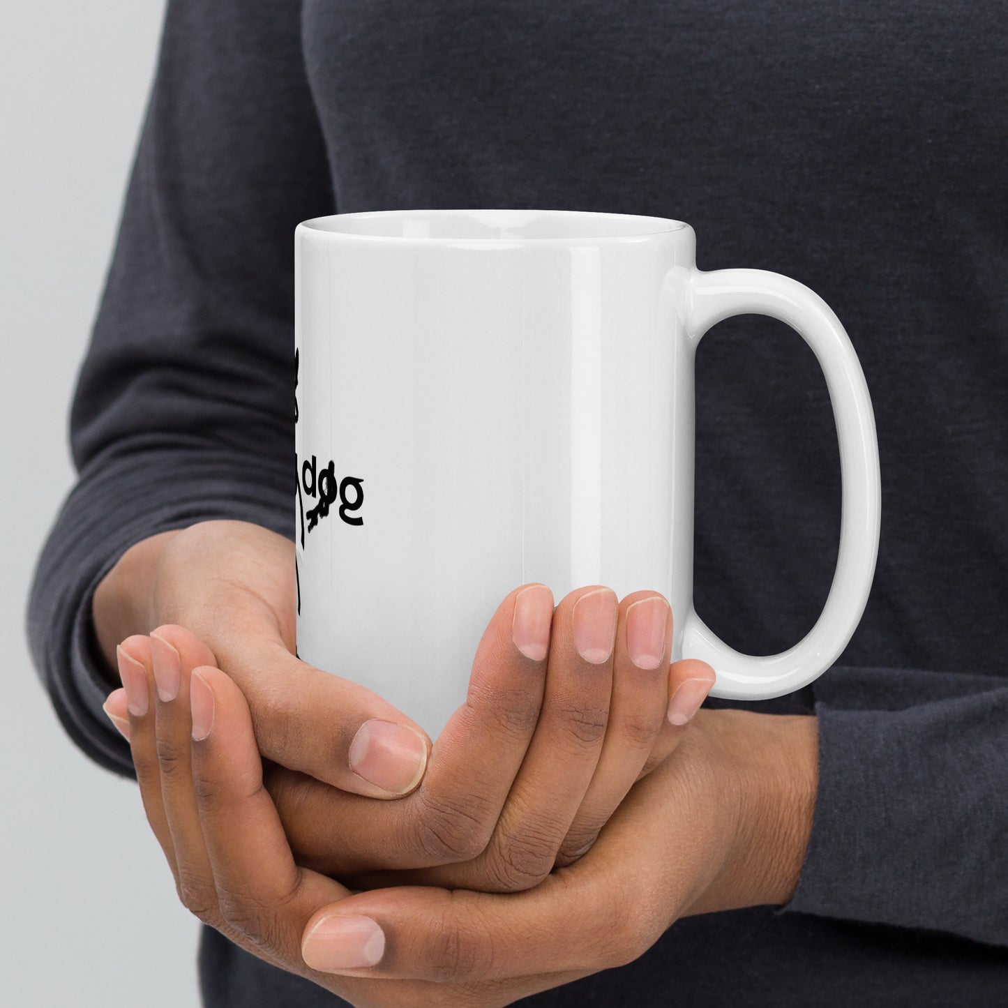 "Happy Dog" White glossy mug (with logo text)