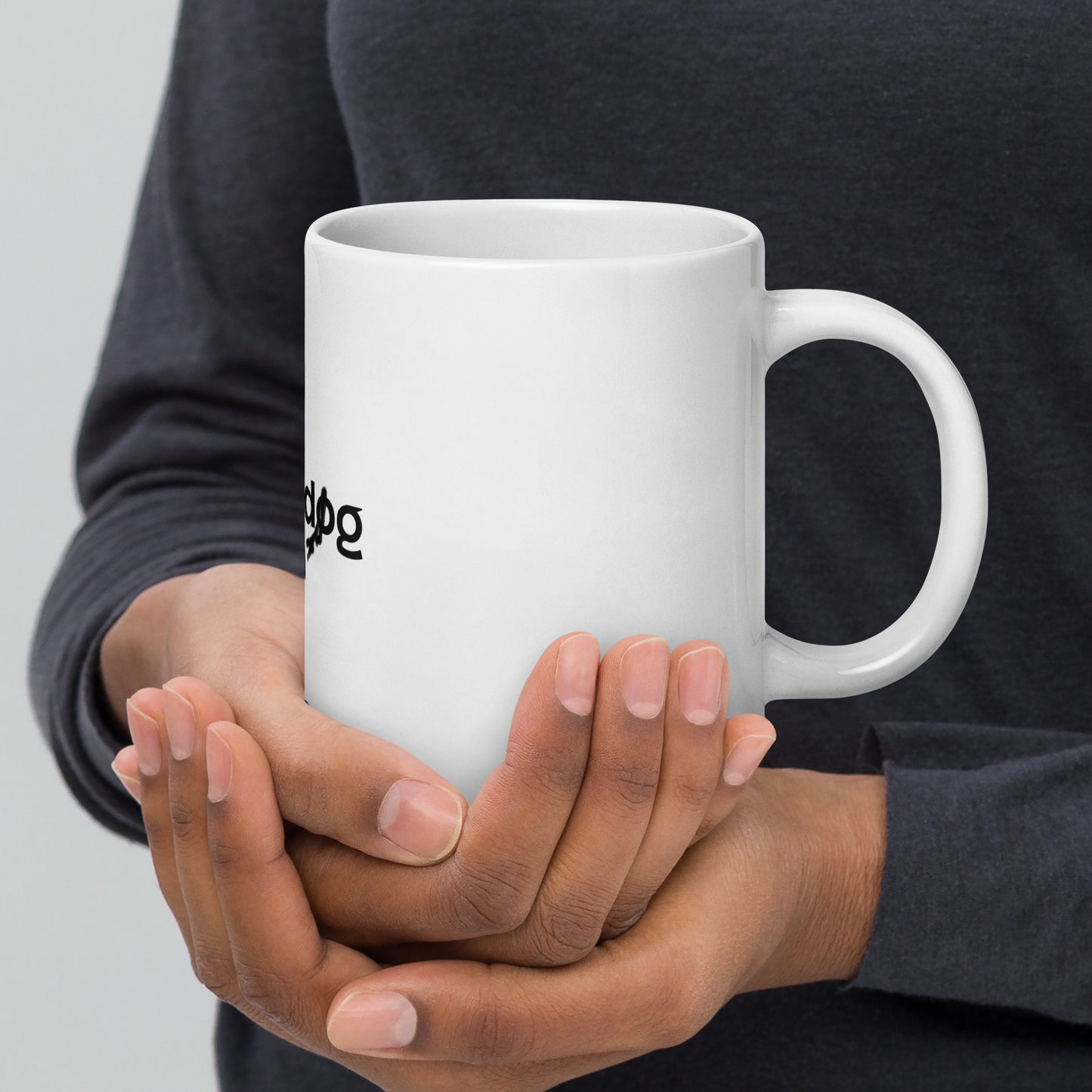 "Happy Dog" White glossy mug (with logo text)