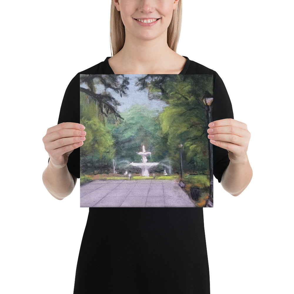 "Forsyth Fountain Southern Approach" Canvas Art Print