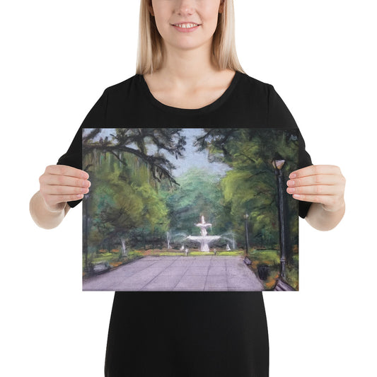 "Forsyth Fountain Southern Approach" Canvas Art Print