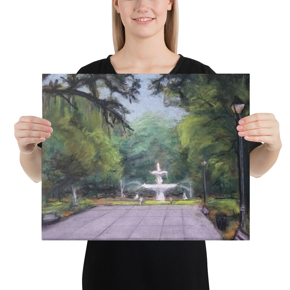 "Forsyth Fountain Southern Approach" Canvas Art Print