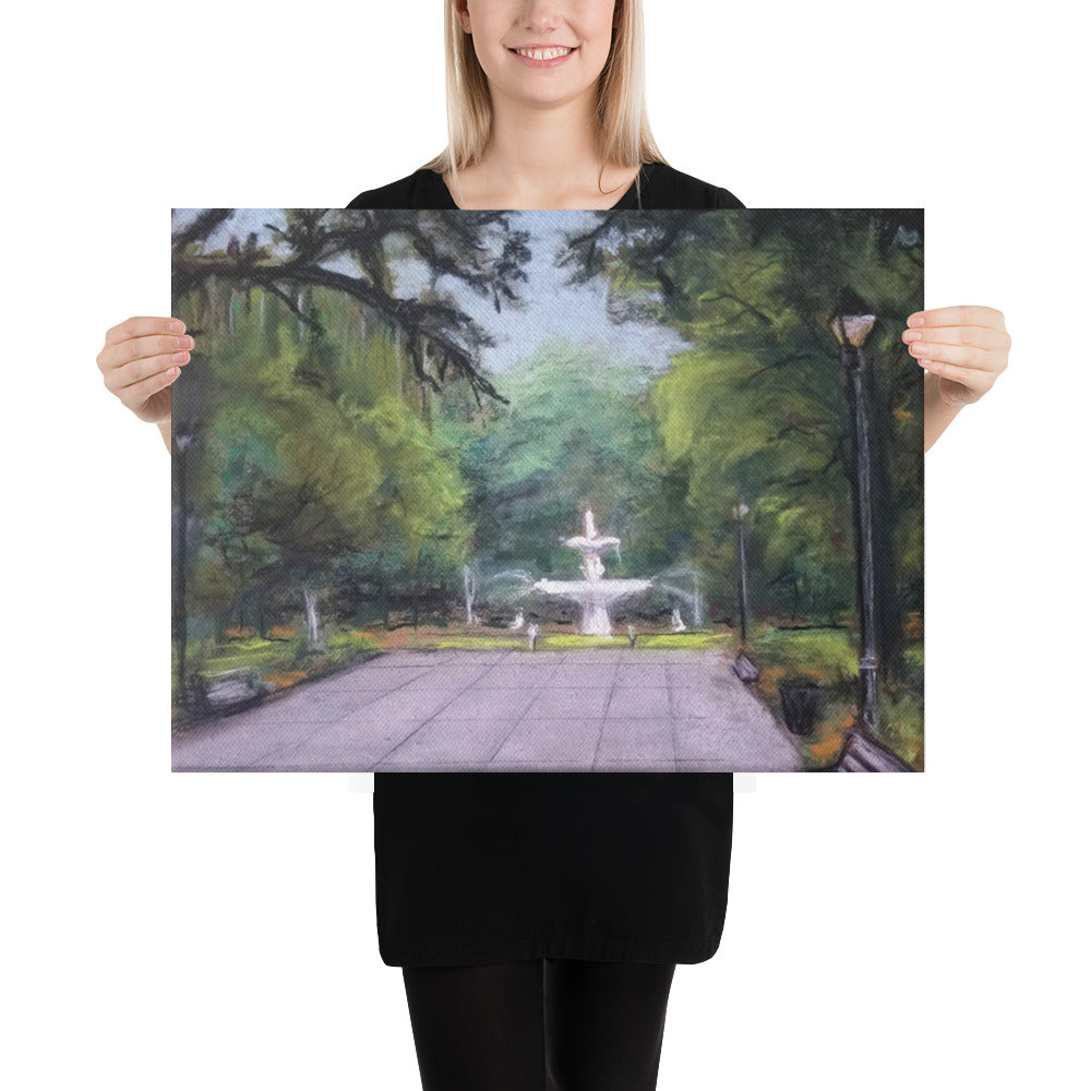 "Forsyth Fountain Southern Approach" Canvas Art Print