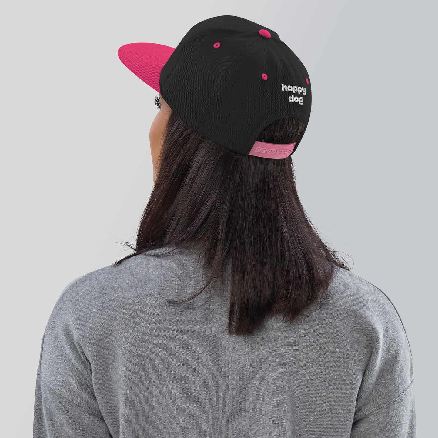 "Happy Dog" Snapback Hat, Front and Back Logo