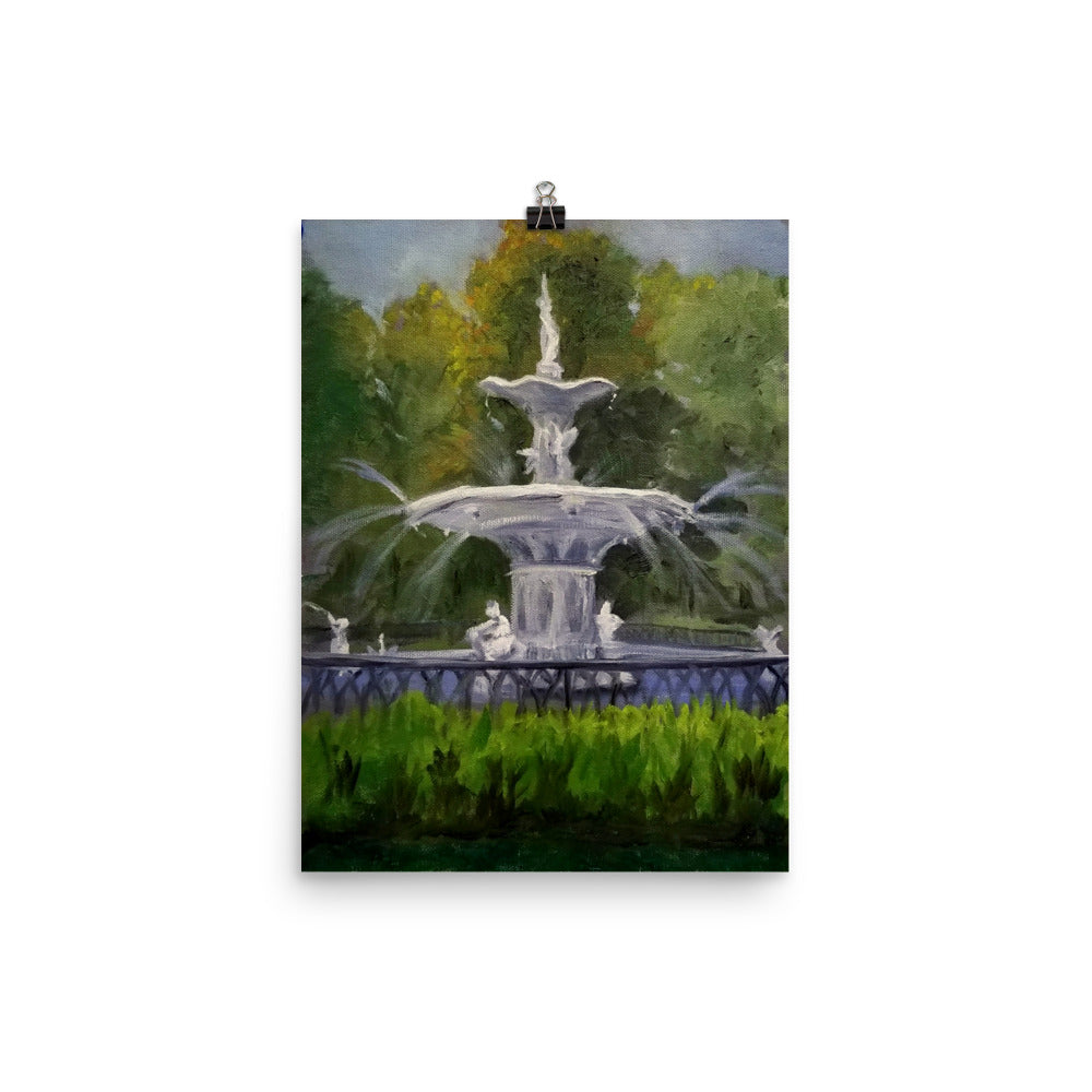 "Forsyth Fountain Plein Air #6" Poster Art Print
