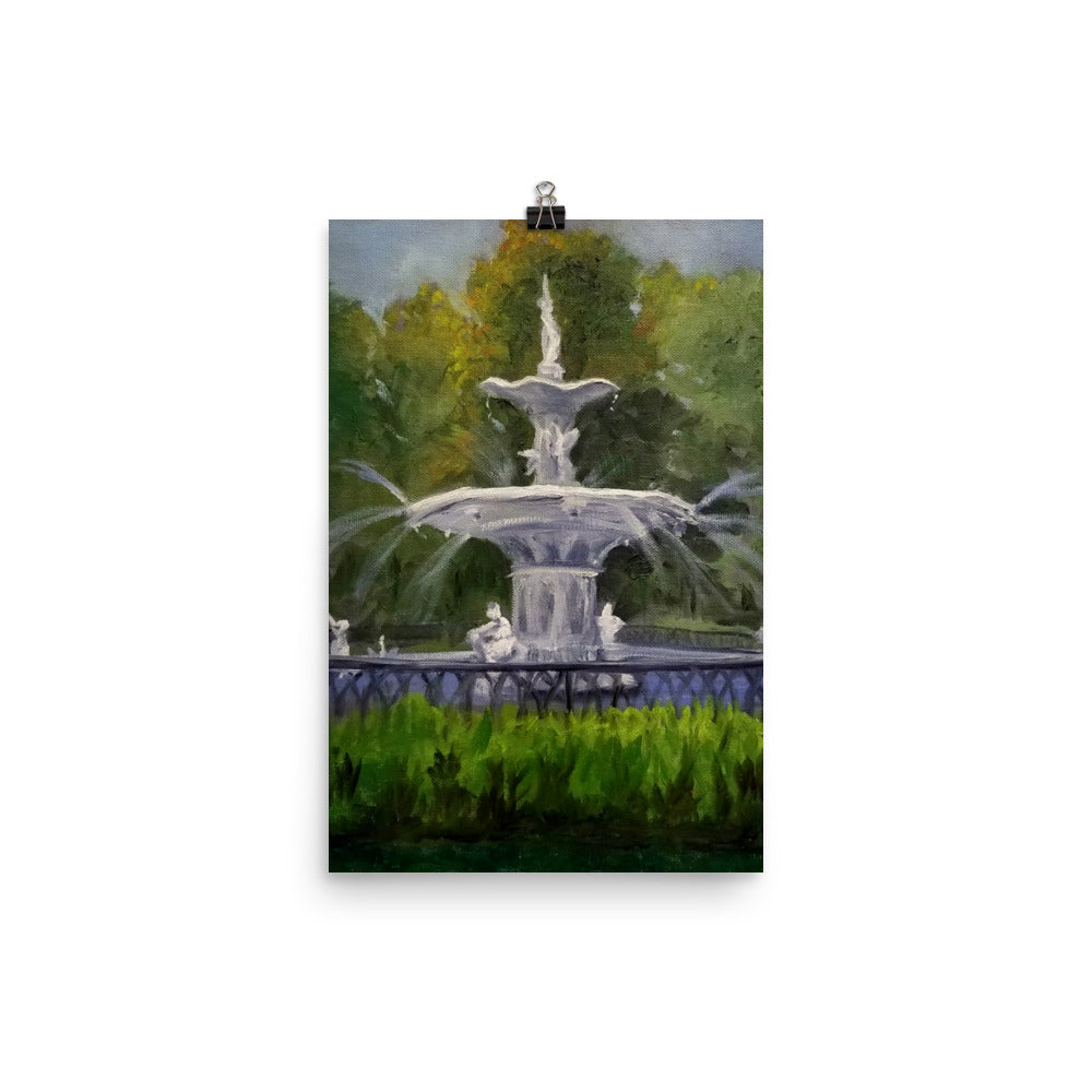 "Forsyth Fountain Plein Air #6" Poster Art Print