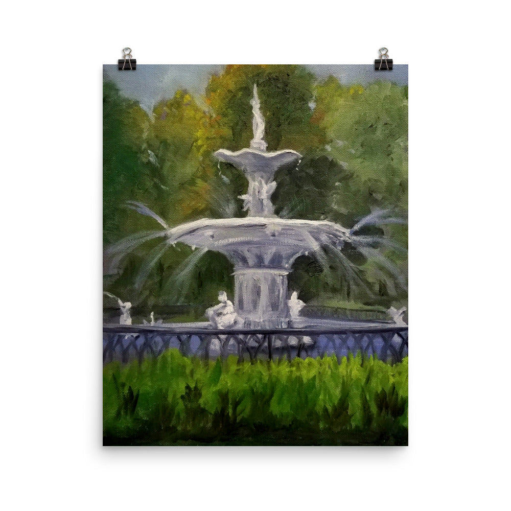 "Forsyth Fountain Plein Air #6" Poster Art Print