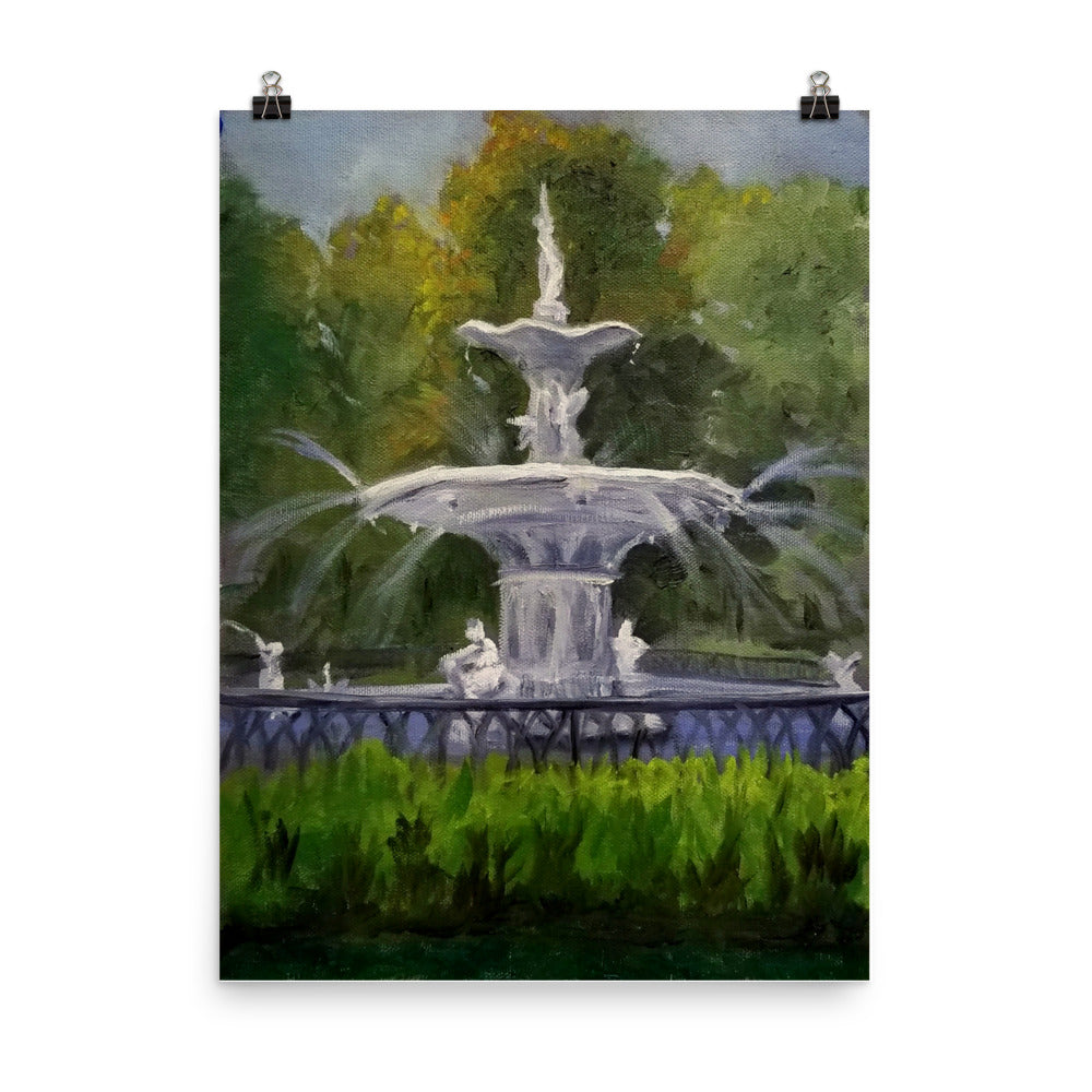 "Forsyth Fountain Plein Air #6" Poster Art Print