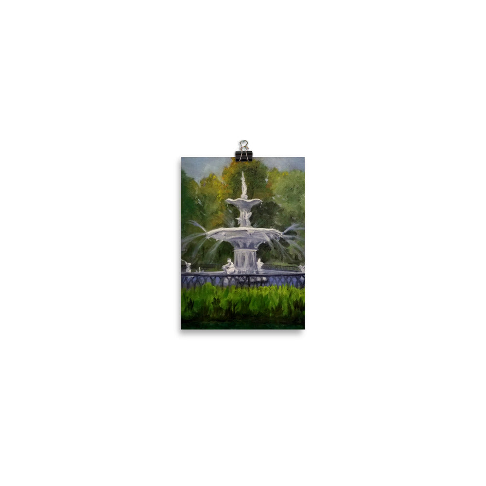 "Forsyth Fountain Plein Air #6" Poster Art Print