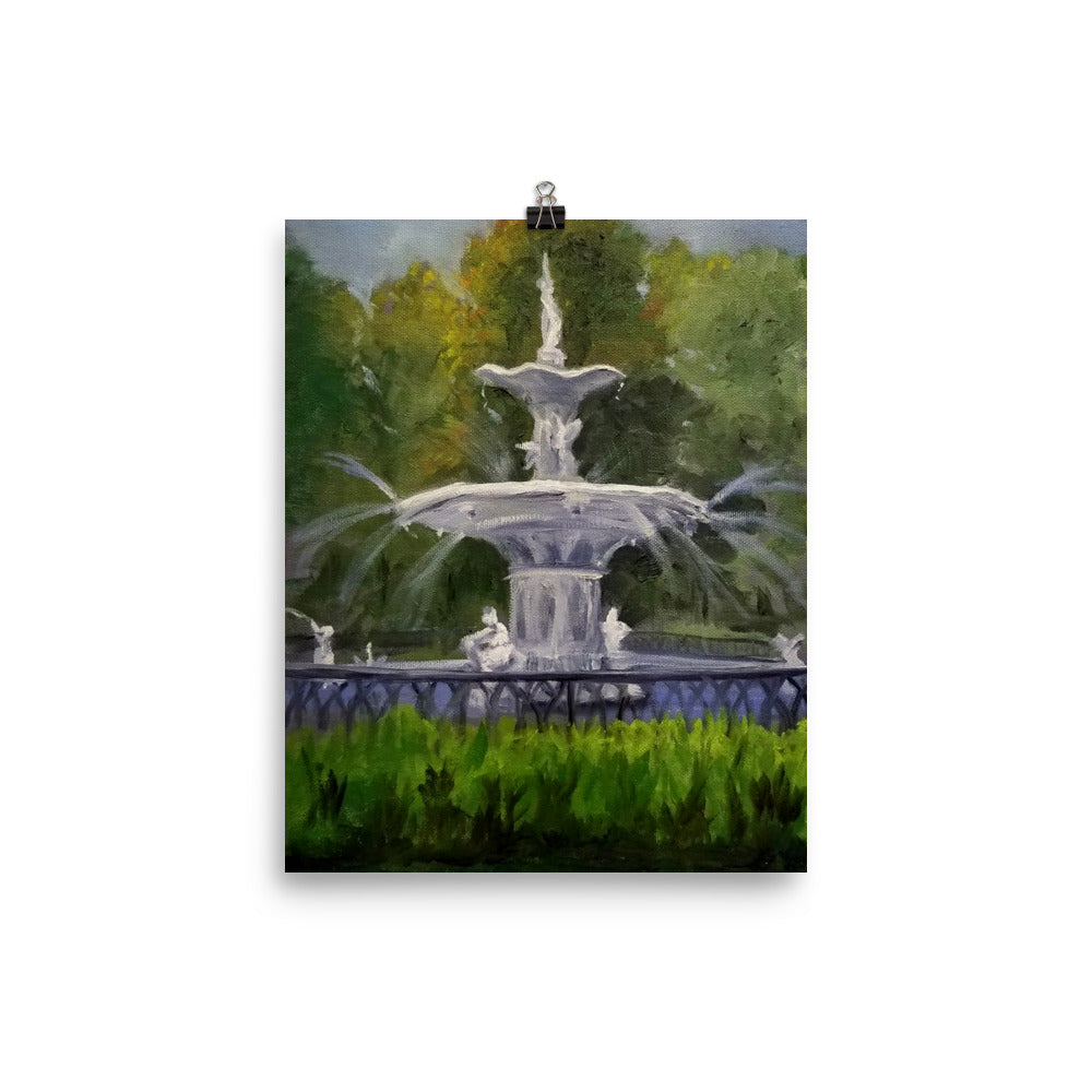 "Forsyth Fountain Plein Air #6" Poster Art Print