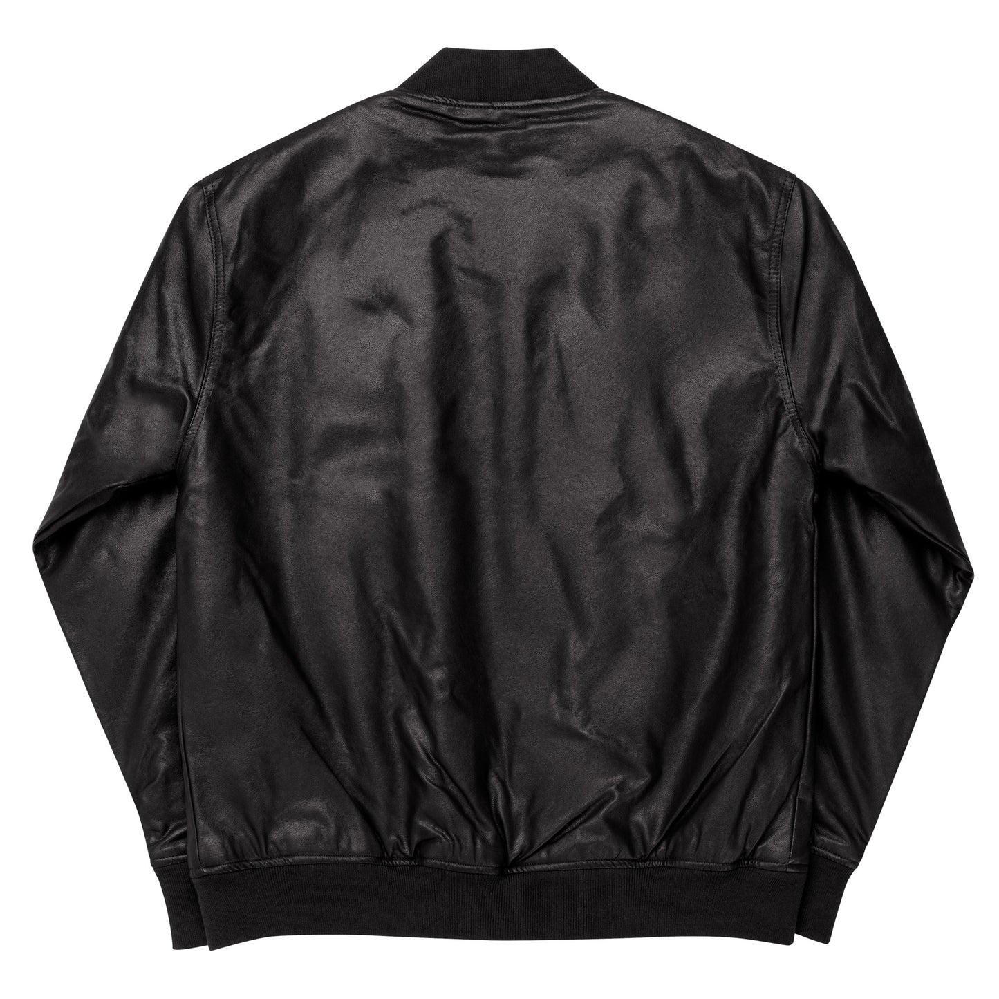 "Happy Dog" Chest Logo Leather Bomber Jacket