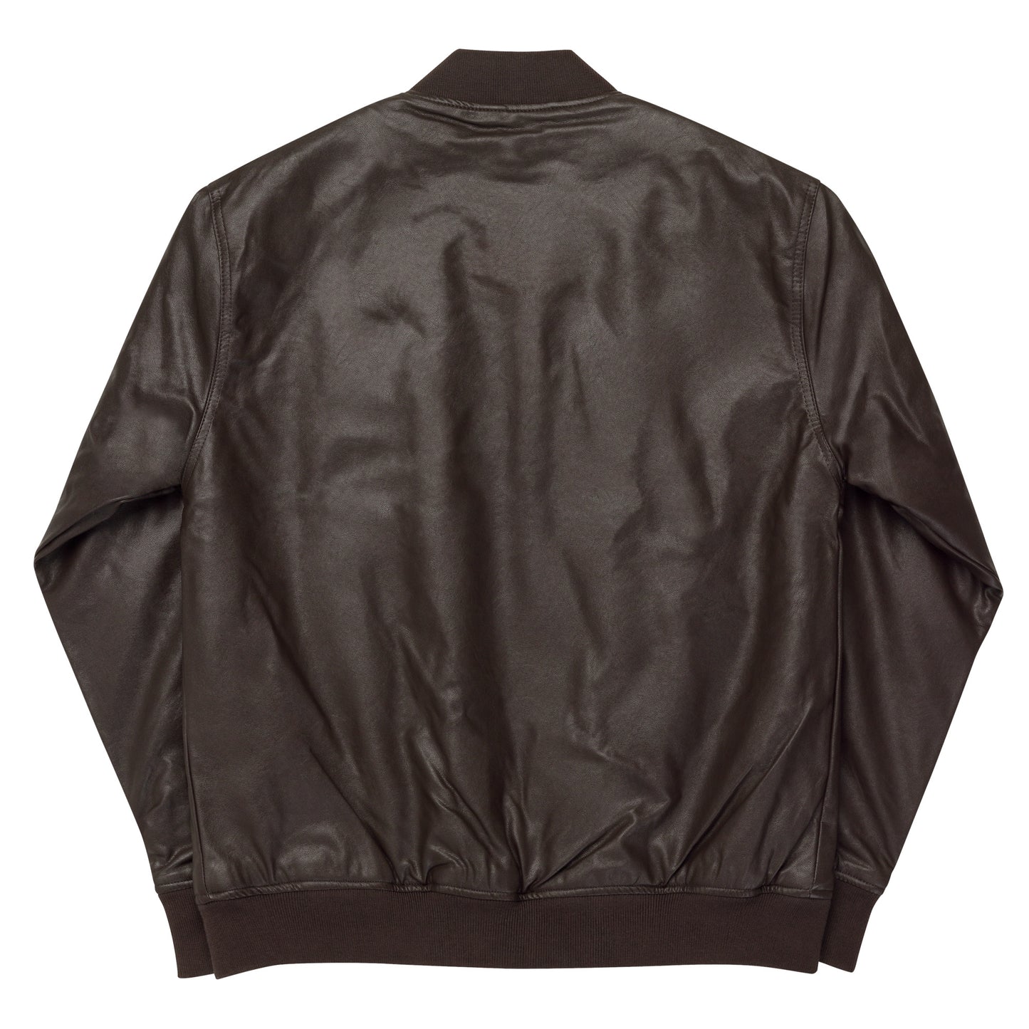 "Happy Dog" Chest Logo Leather Bomber Jacket